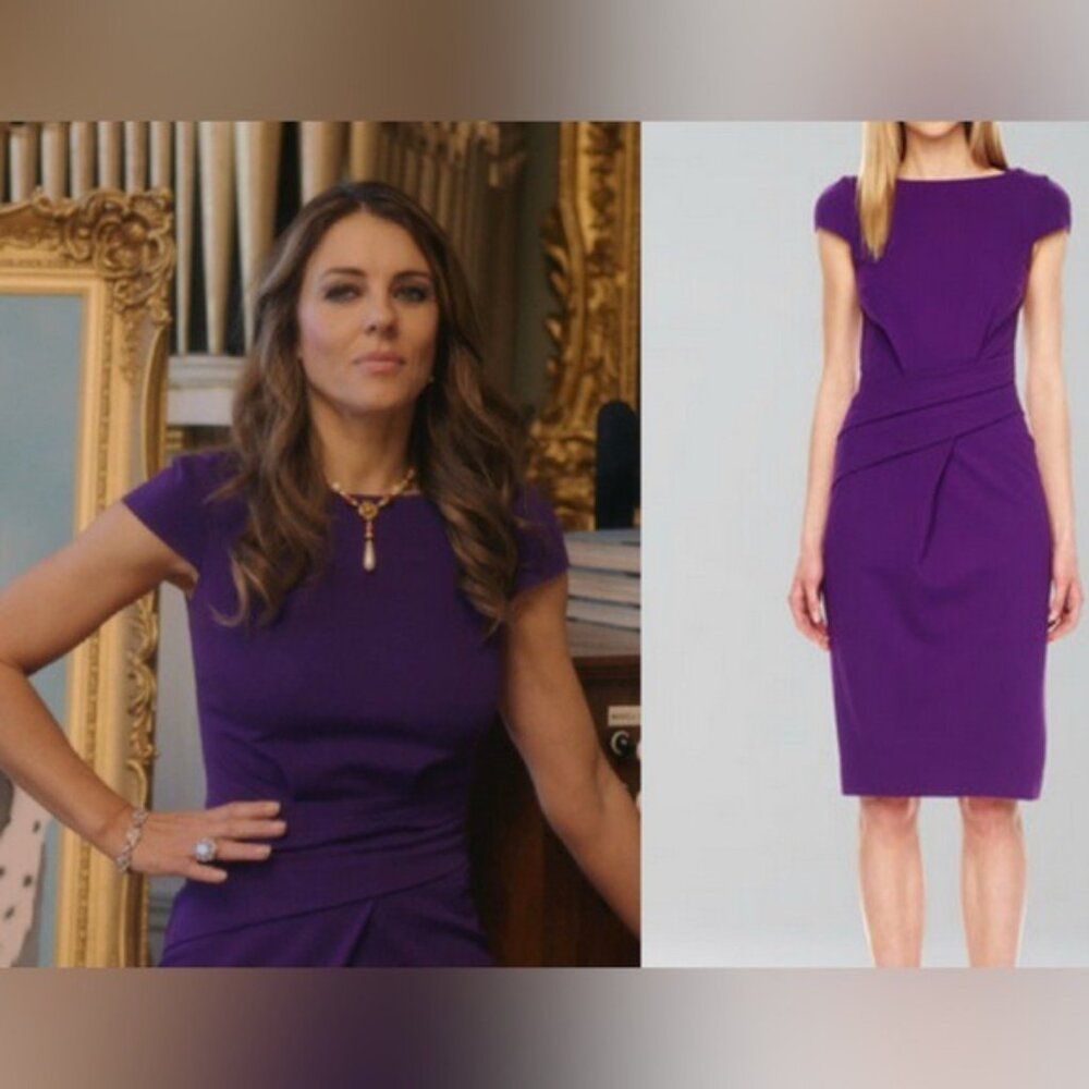 MICHAEL KORS ITALY MADE Fitted Short Sleeve Dress Faux Wrap Waist Sheath Size 2